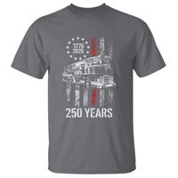 Fireman 250 Years of America T Shirt Fireman American Flag Thin Red Line Firefighter