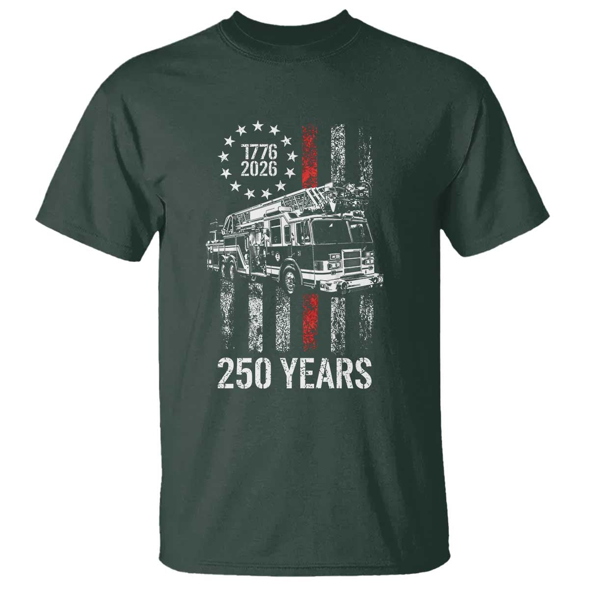 Fireman 250 Years of America T Shirt Fireman American Flag Thin Red Line Firefighter