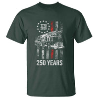 Fireman 250 Years of America T Shirt Fireman American Flag Thin Red Line Firefighter