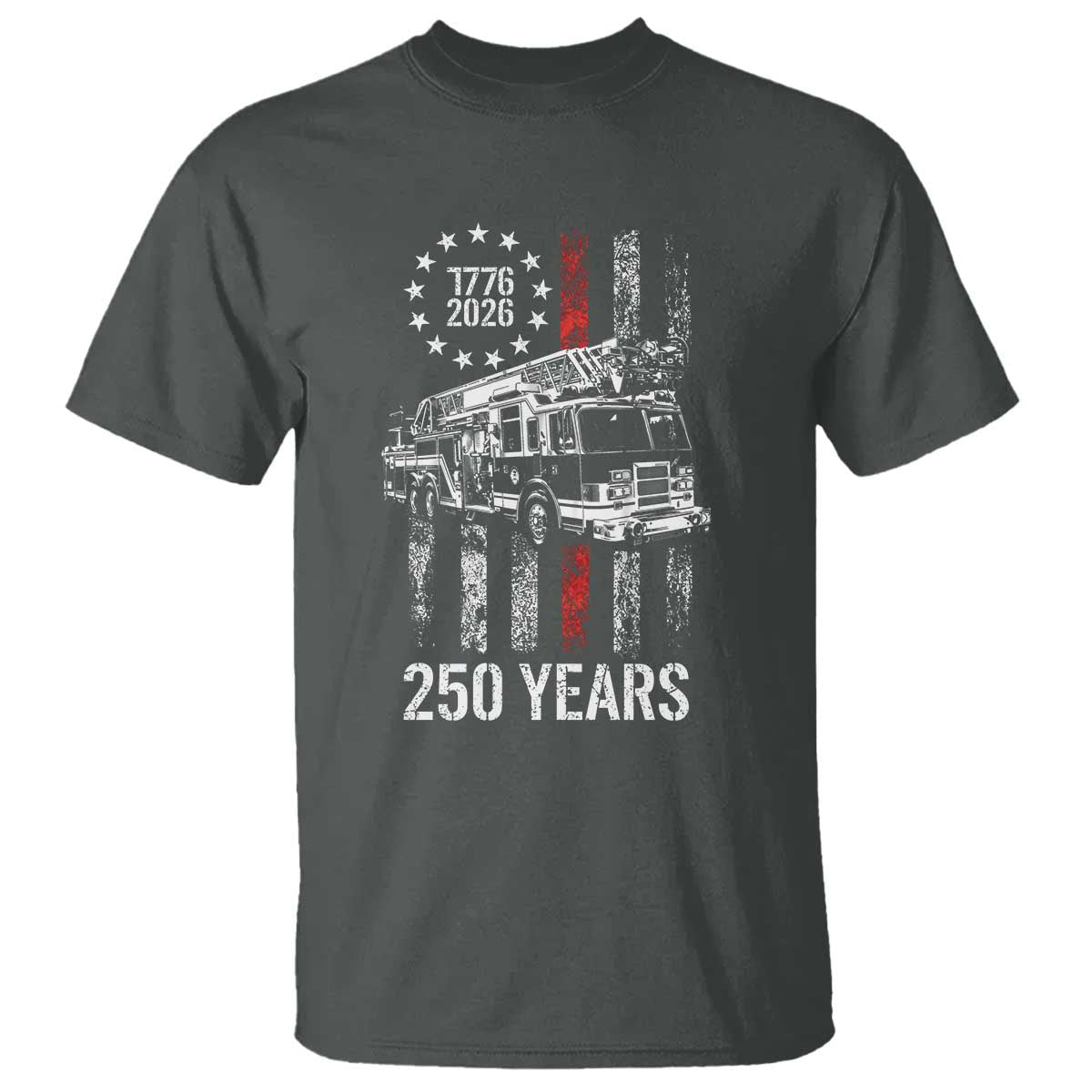 Fireman 250 Years of America T Shirt Fireman American Flag Thin Red Line Firefighter