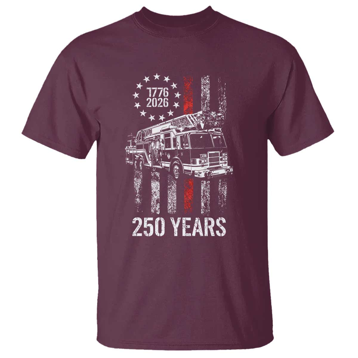 Fireman 250 Years of America T Shirt Fireman American Flag Thin Red Line Firefighter