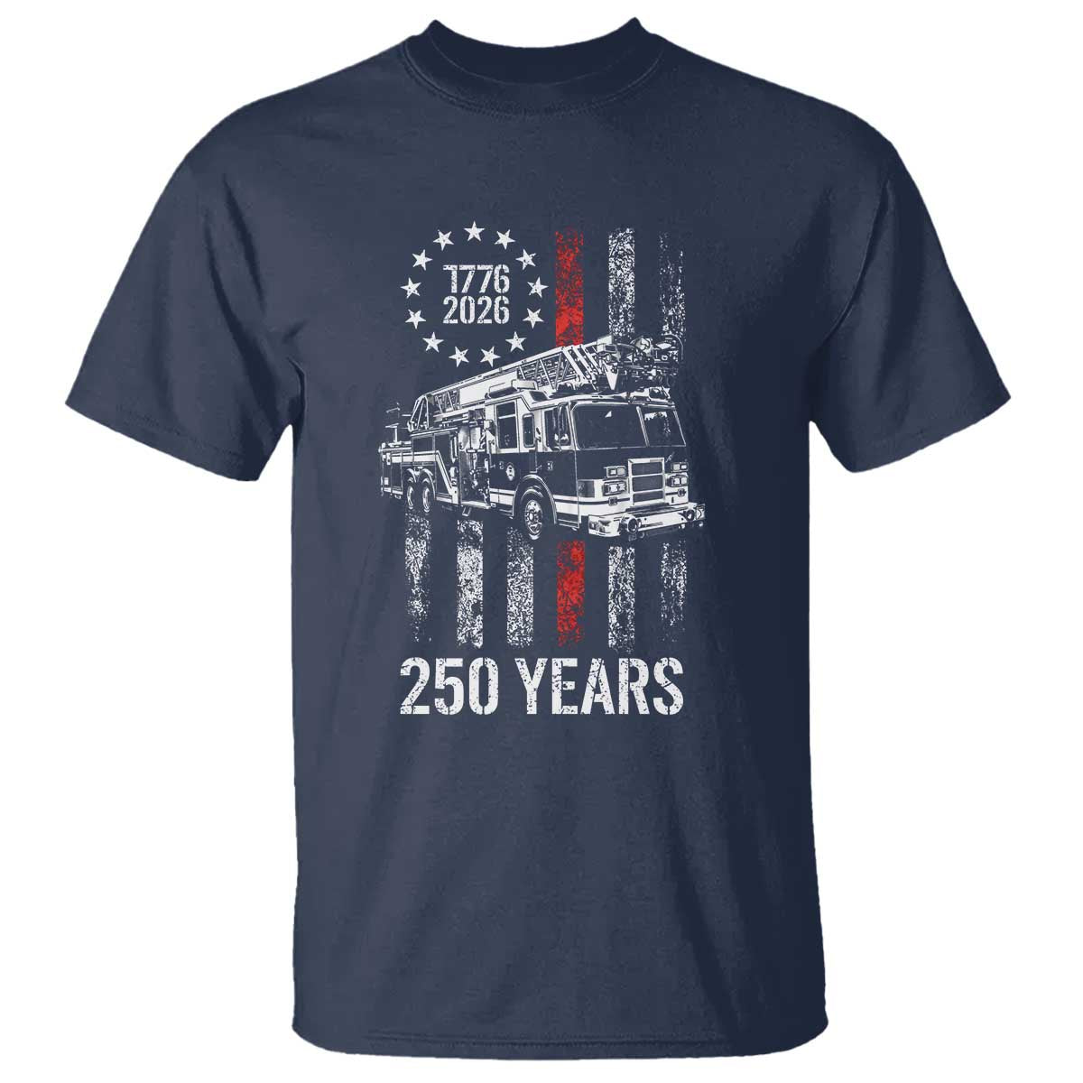 Fireman 250 Years of America T Shirt Fireman American Flag Thin Red Line Firefighter