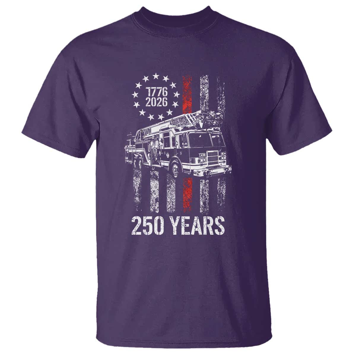 Fireman 250 Years of America T Shirt Fireman American Flag Thin Red Line Firefighter