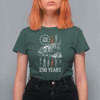 Fireman 250 Years of America T Shirt For Women Fireman American Flag Thin Red Line Firefighter