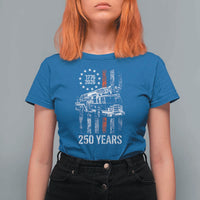 Fireman 250 Years of America T Shirt For Women Fireman American Flag Thin Red Line Firefighter