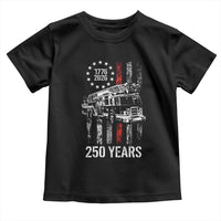 Fireman 250 Years of America Toddler T Shirt Fireman American Flag Thin Red Line Firefighter