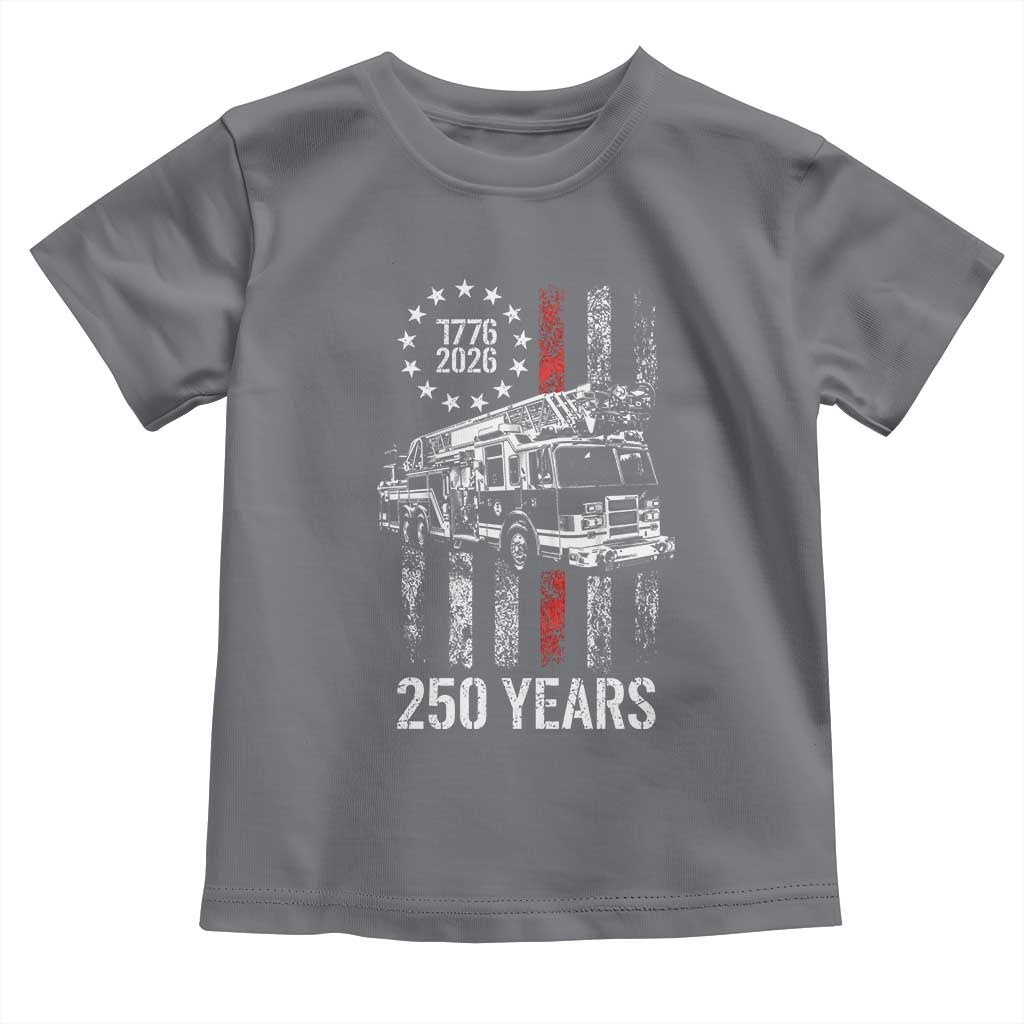 Fireman 250 Years of America Toddler T Shirt Fireman American Flag Thin Red Line Firefighter