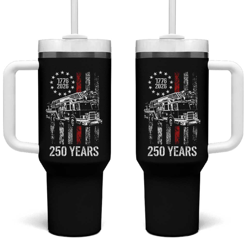 Fireman 250 Years of America Tumbler With Handle Fireman American Flag Thin Red Line Firefighter