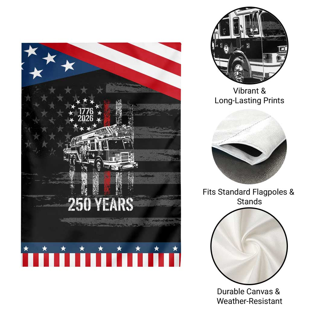 Fireman 250 Years of America Patriotic Garden Flag Fireman American Flag Thin Red Line Firefighter