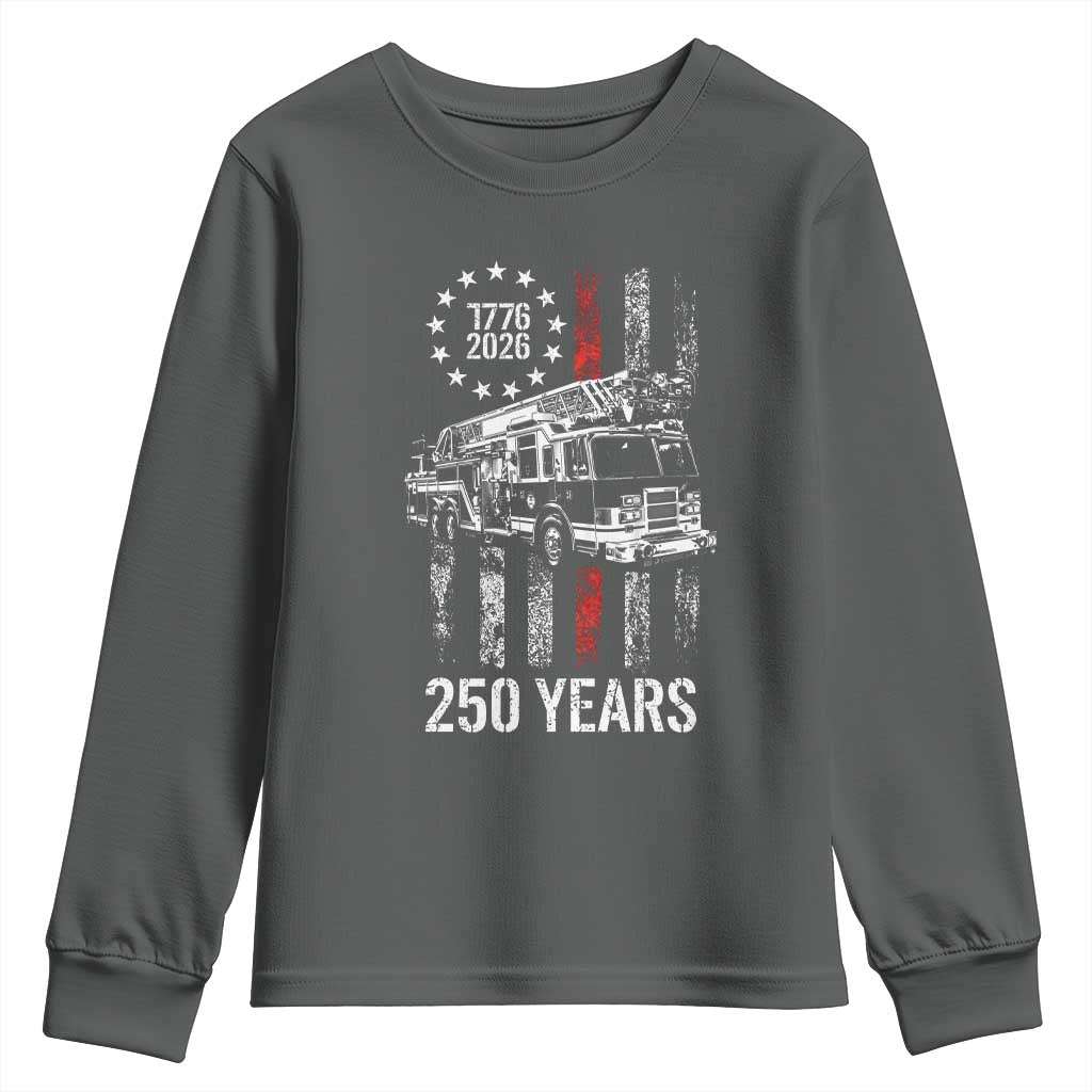 Fireman 250 Years of America Youth Sweatshirt Fireman American Flag Thin Red Line Firefighter