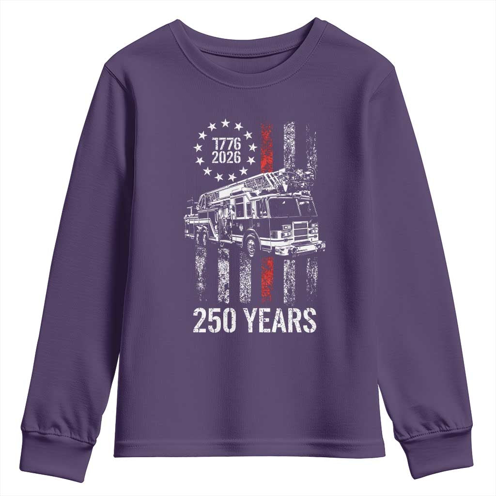 Fireman 250 Years of America Youth Sweatshirt Fireman American Flag Thin Red Line Firefighter