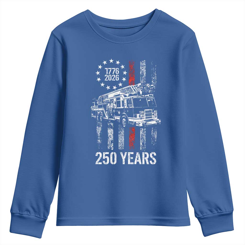 Fireman 250 Years of America Youth Sweatshirt Fireman American Flag Thin Red Line Firefighter