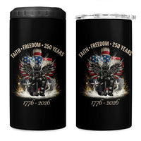 Fireman 250 Years of America 4 in 1 Can Cooler Tumbler Faith Freedom Firefighter American Flag Cross
