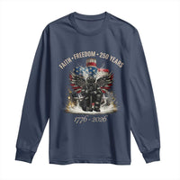 Fireman 250 Years of America Long Sleeve Shirt Faith Freedom Firefighter American Flag Cross