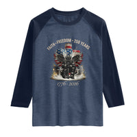 Fireman 250 Years of America Raglan Shirt Faith Freedom Firefighter American Flag Cross