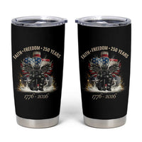 Fireman 250 Years of America Tumbler Cup Faith Freedom Firefighter American Flag Cross