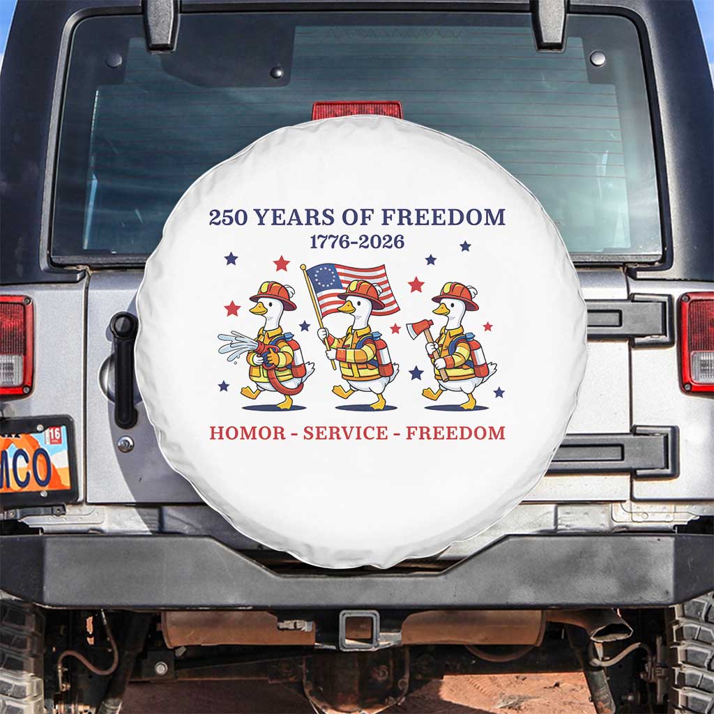 Fireman 250 Years of America Spare Tire Cover Silly Goose Firefighter Honor Service Freedom