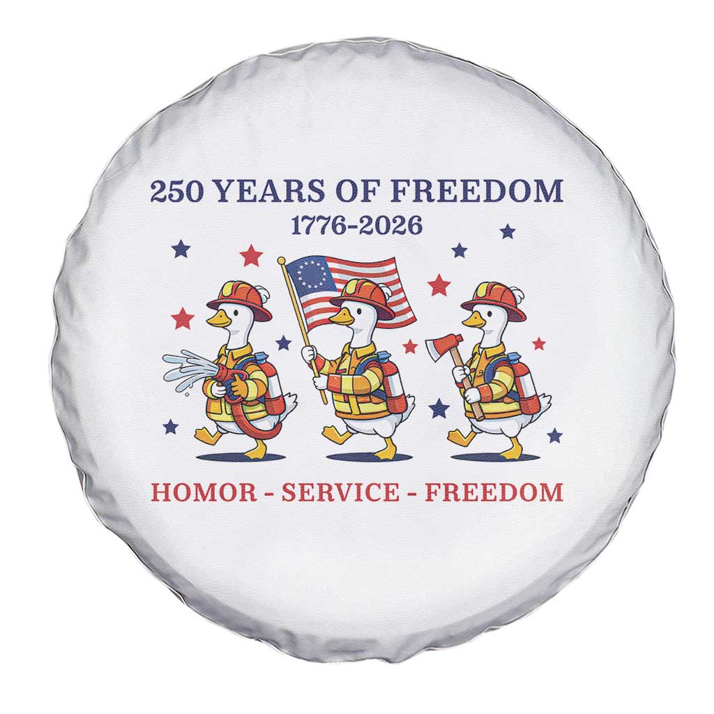 Fireman 250 Years of America Spare Tire Cover Silly Goose Firefighter Honor Service Freedom