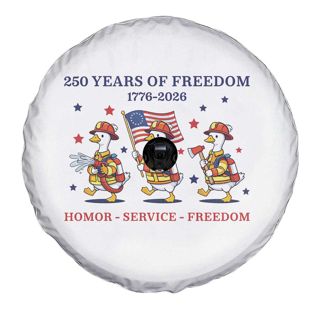 Fireman 250 Years of America Spare Tire Cover Silly Goose Firefighter Honor Service Freedom