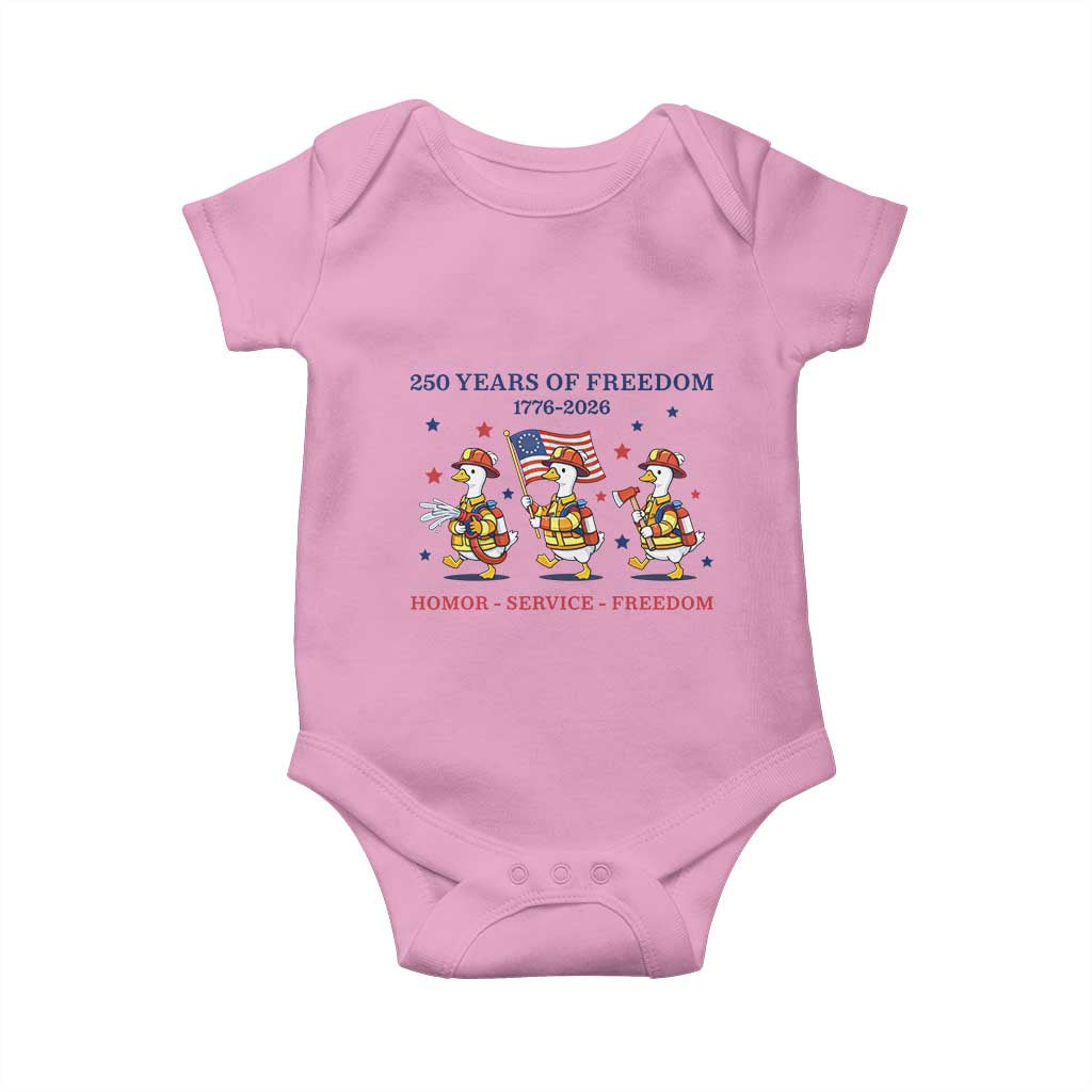 Fireman 250 Years of America Baby Onesie Silly Goose Firefighter Honor Service Freedom