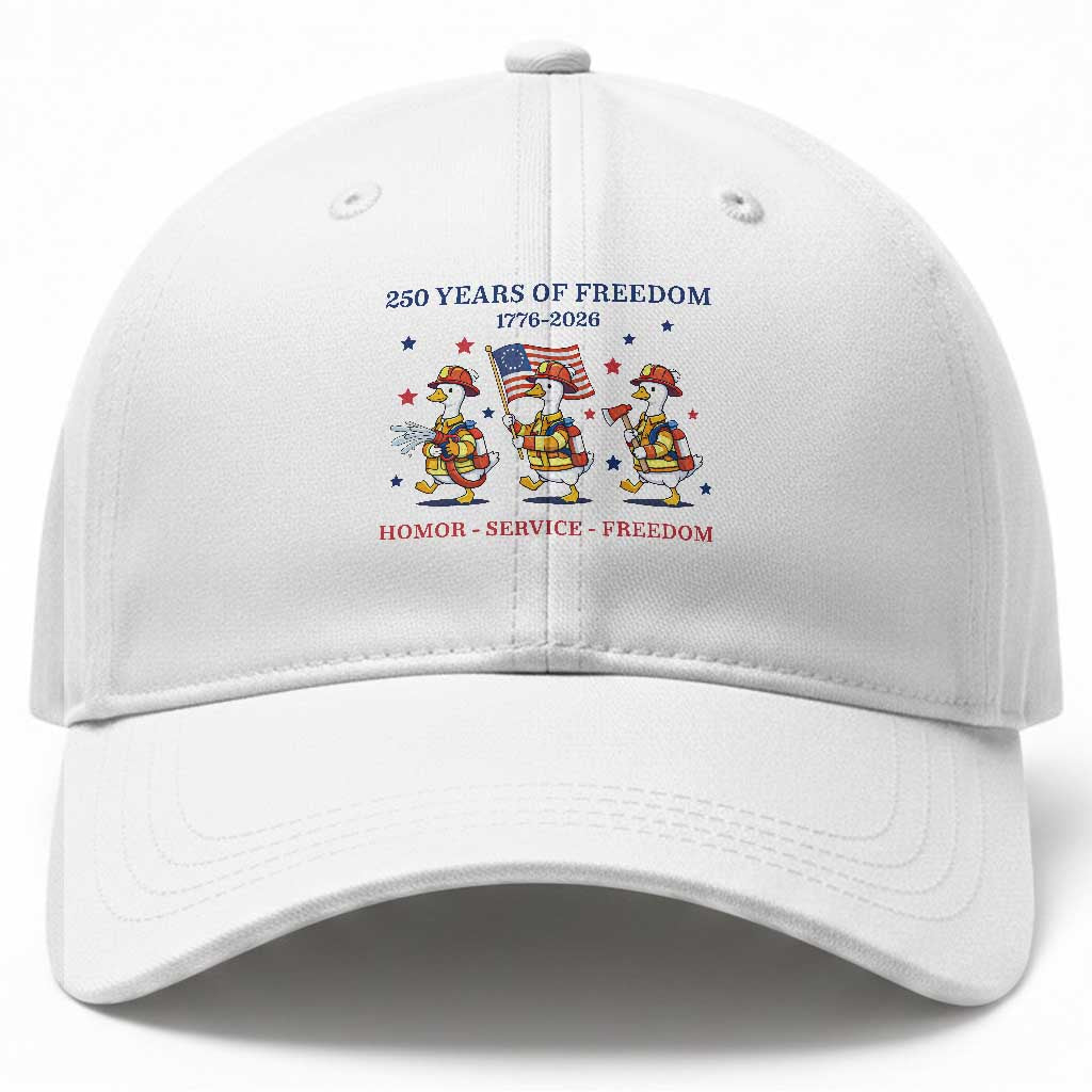 Fireman 250 Years of America Baseball Cap Silly Goose Firefighter Honor Service Freedom