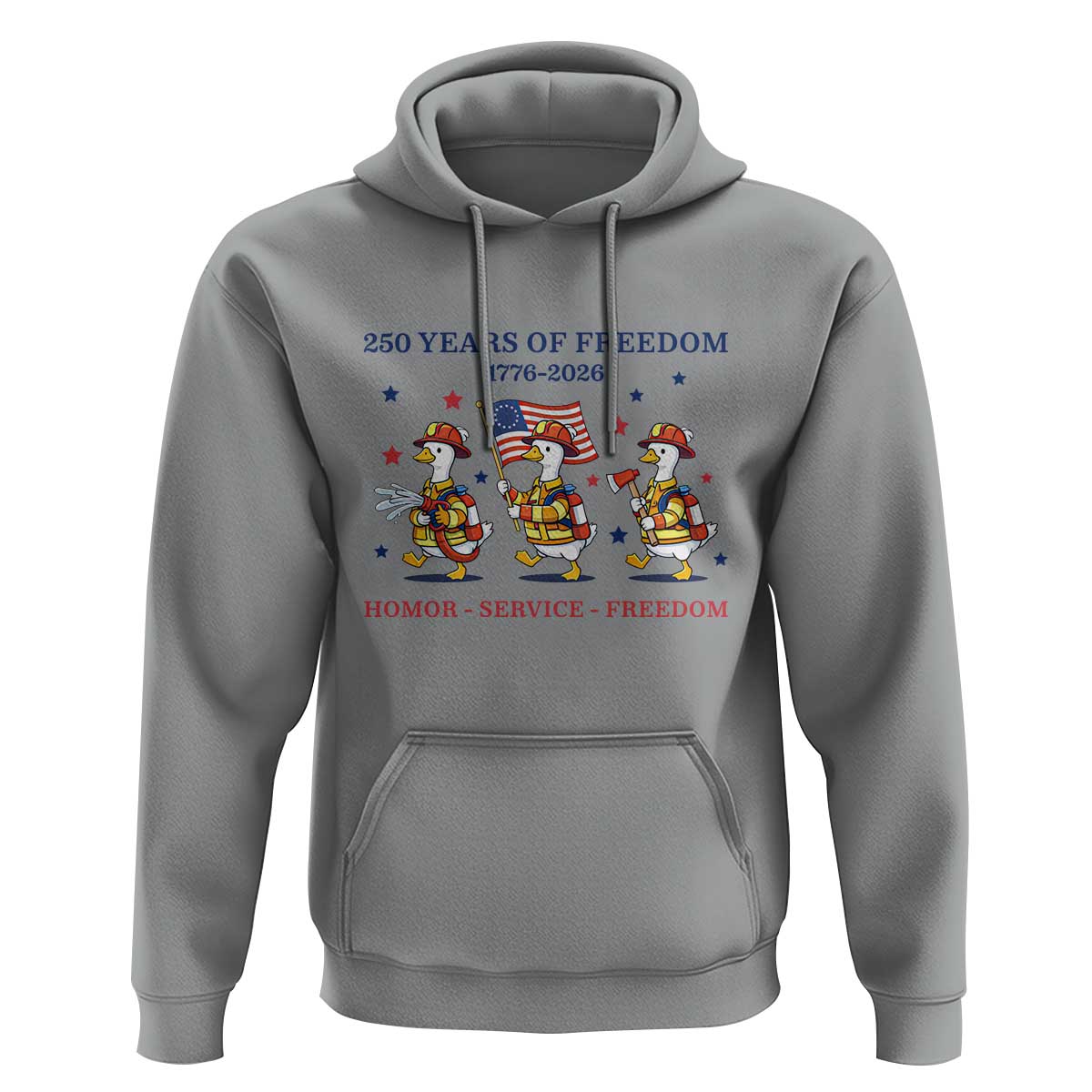Fireman 250 Years of America Hoodie Silly Goose Firefighter Honor Service Freedom