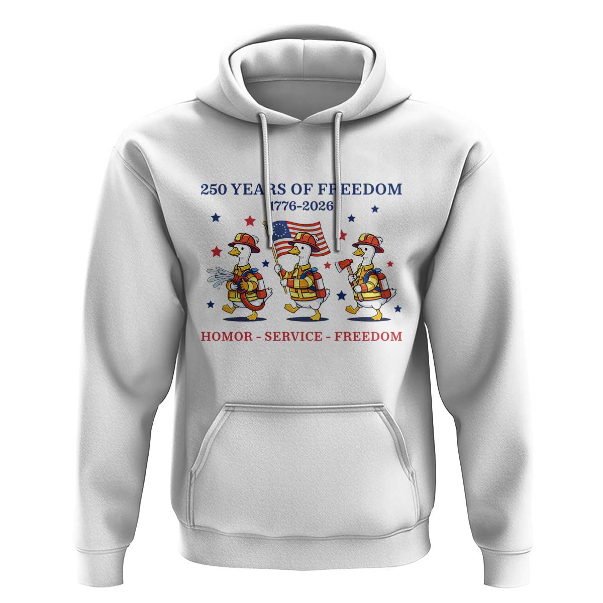 Fireman 250 Years of America Hoodie Silly Goose Firefighter Honor Service Freedom