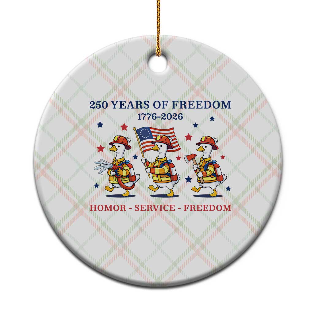 Fireman 250 Years of America Ceramic Ornament Silly Goose Firefighter Honor Service Freedom