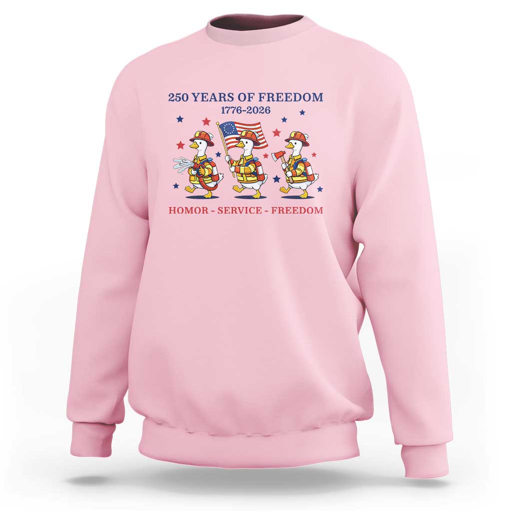 Fireman 250 Years of America Sweatshirt Silly Goose Firefighter Honor Service Freedom