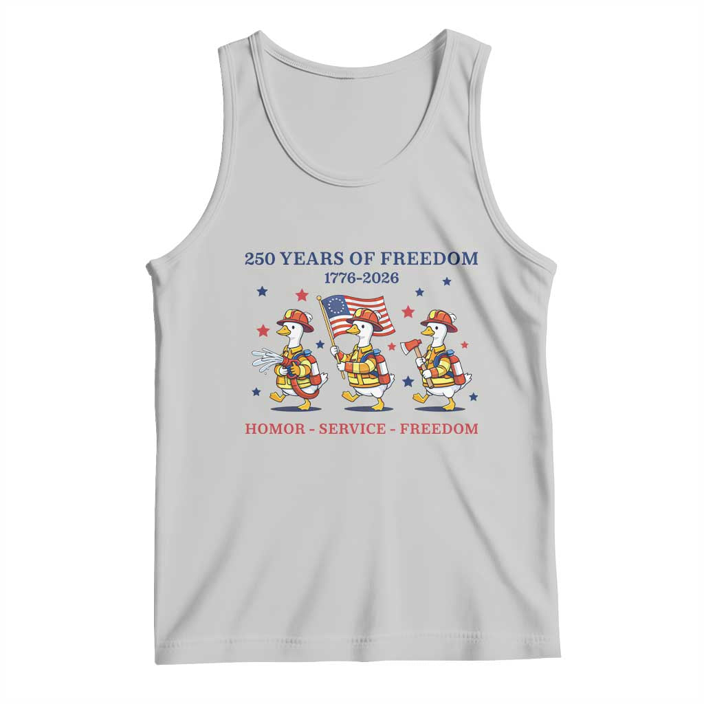Fireman 250 Years of America Tank Top Silly Goose Firefighter Honor Service Freedom