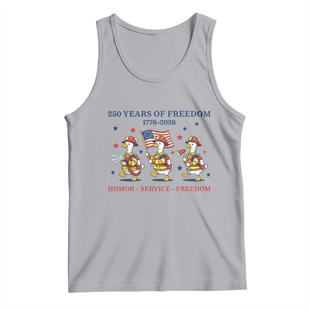 Fireman 250 Years of America Tank Top Silly Goose Firefighter Honor Service Freedom