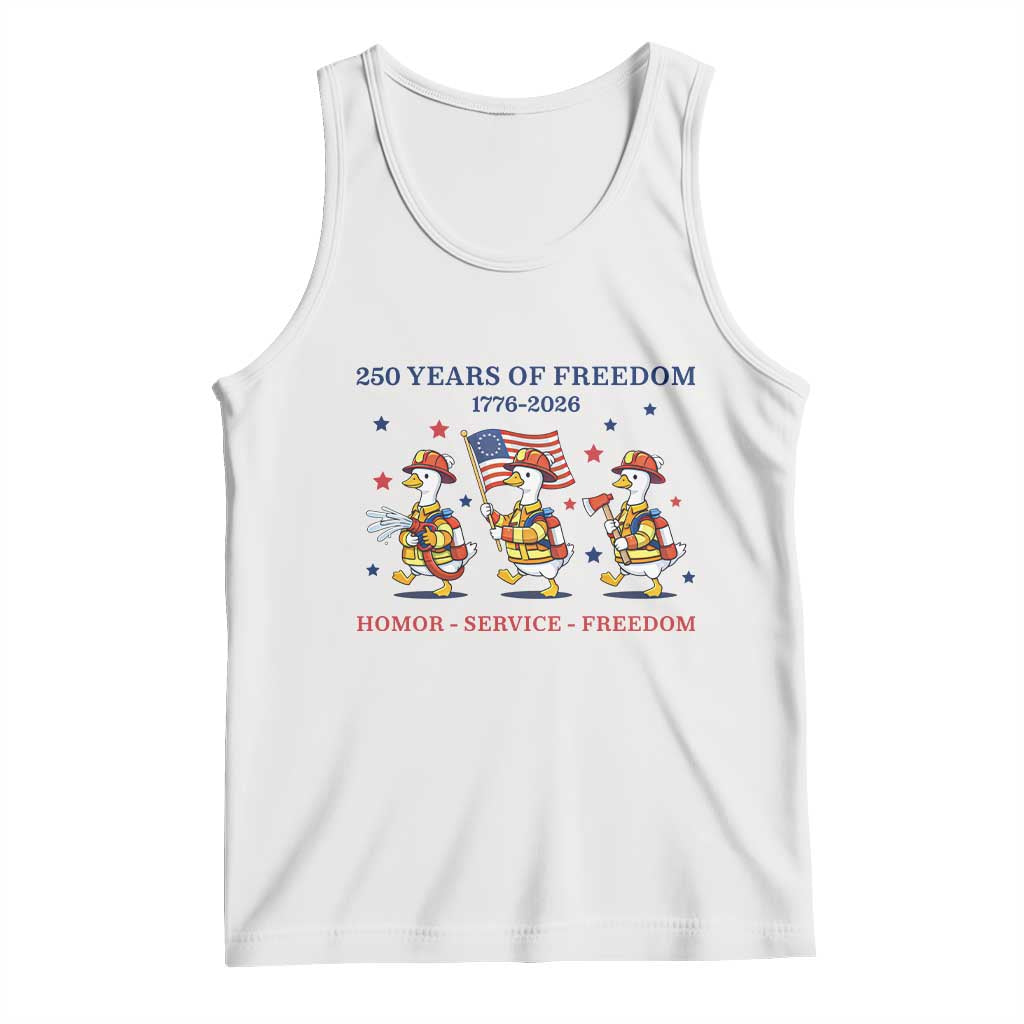 Fireman 250 Years of America Tank Top Silly Goose Firefighter Honor Service Freedom