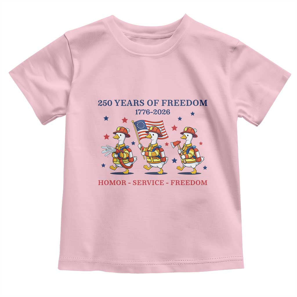 Fireman 250 Years of America Toddler T Shirt Silly Goose Firefighter Honor Service Freedom