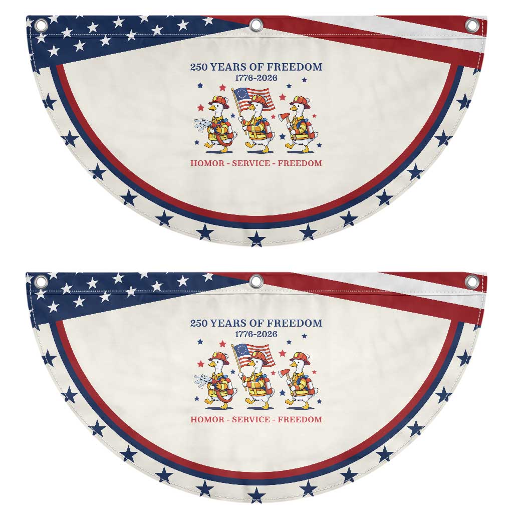 Fireman 250 Years of America Patriotic Fan Flag Silly Goose Firefighter Honor Service Freedom