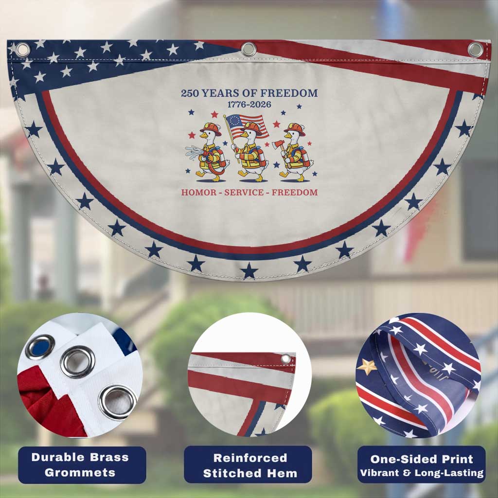 Fireman 250 Years of America Patriotic Fan Flag Silly Goose Firefighter Honor Service Freedom