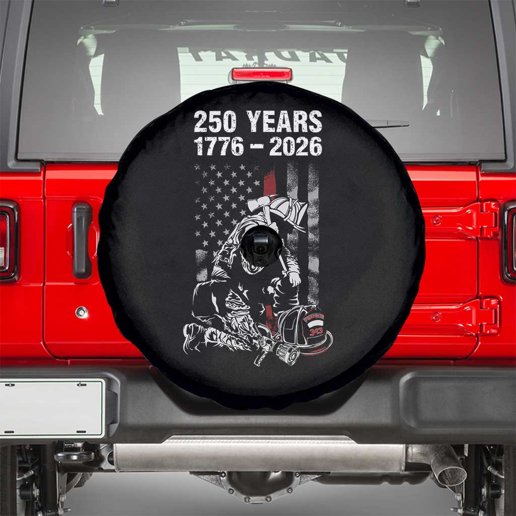 Fireman 250 Years of America Spare Tire Cover Firefighter Red US Patriotic 4th Of July