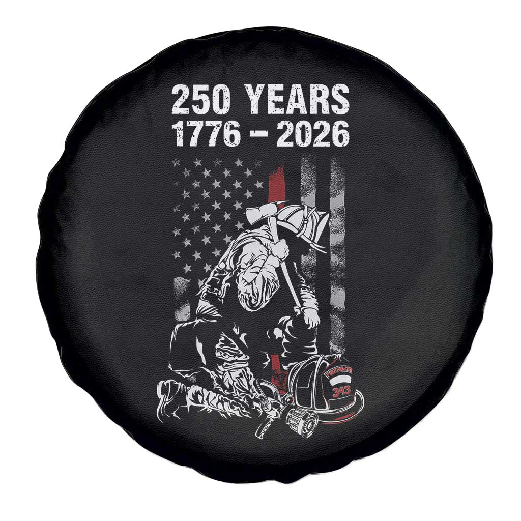 Fireman 250 Years of America Spare Tire Cover Firefighter Red US Patriotic 4th Of July