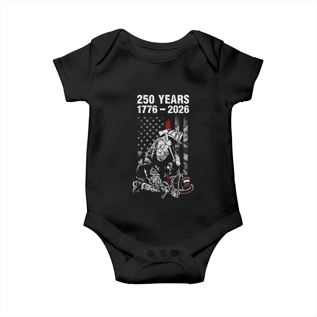 Fireman 250 Years of America Baby Onesie Firefighter Red US Patriotic 4th Of July