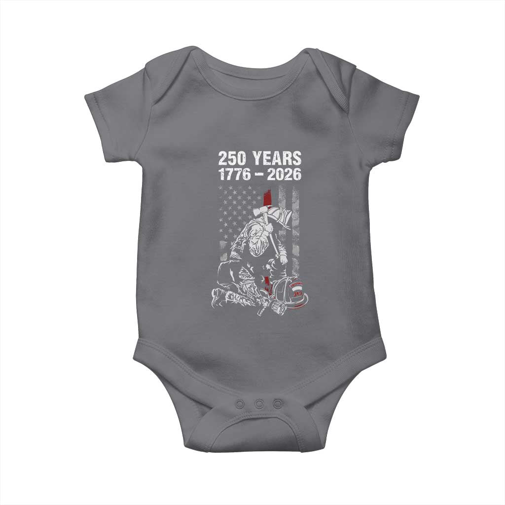 Fireman 250 Years of America Baby Onesie Firefighter Red US Patriotic 4th Of July