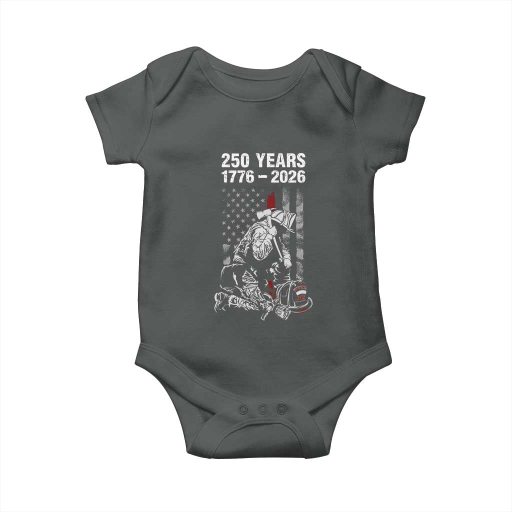 Fireman 250 Years of America Baby Onesie Firefighter Red US Patriotic 4th Of July