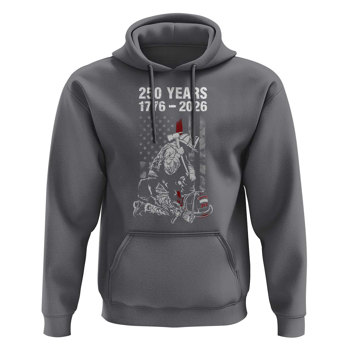 Fireman 250 Years of America Hoodie Firefighter Red US Patriotic 4th Of July
