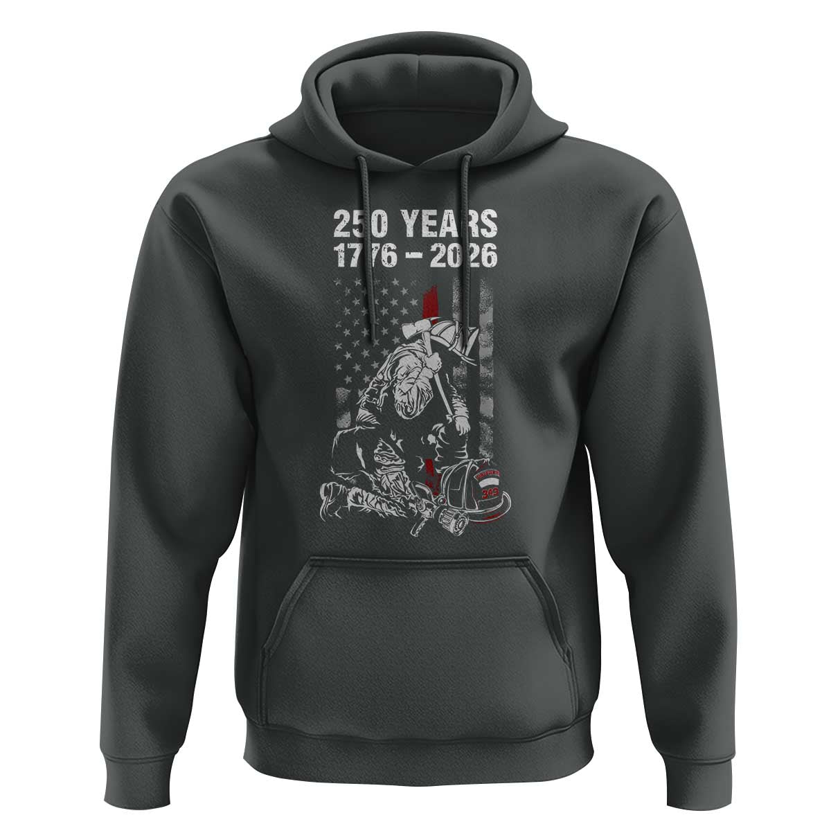 Fireman 250 Years of America Hoodie Firefighter Red US Patriotic 4th Of July