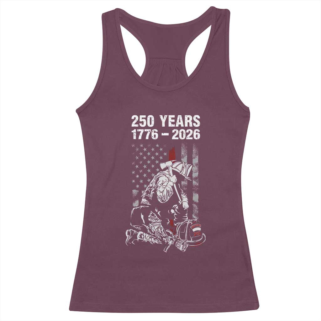 Fireman 250 Years of America Racerback Tank Top Firefighter Red US Patriotic 4th Of July
