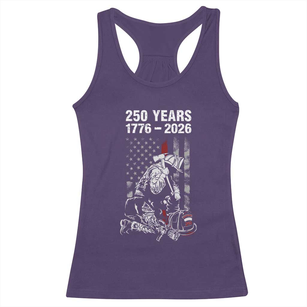 Fireman 250 Years of America Racerback Tank Top Firefighter Red US Patriotic 4th Of July