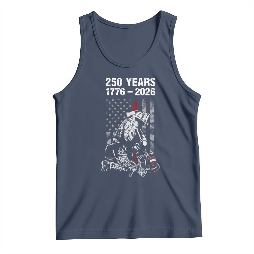 Fireman 250 Years of America Tank Top Firefighter Red US Patriotic 4th Of July