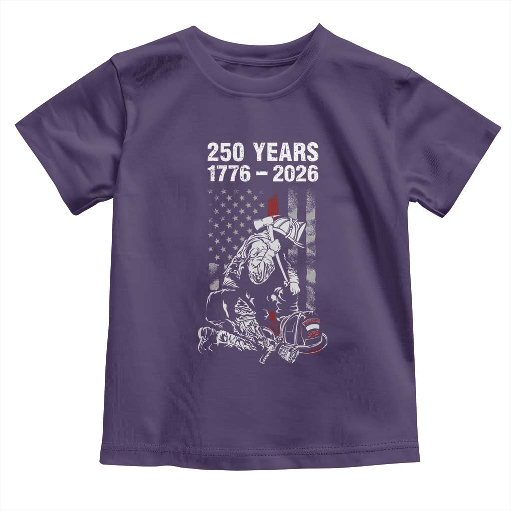Fireman 250 Years of America Toddler T Shirt Firefighter Red US Patriotic 4th Of July
