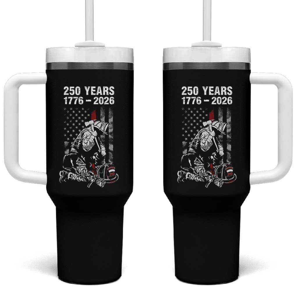 Fireman 250 Years of America Tumbler With Handle Firefighter Red US Patriotic 4th Of July