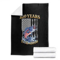America 250th Fishing Throw Blanket Patriotic Fisherman American Flag