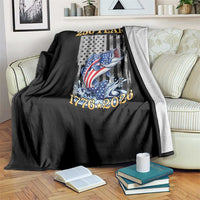 America 250th Fishing Throw Blanket Patriotic Fisherman American Flag