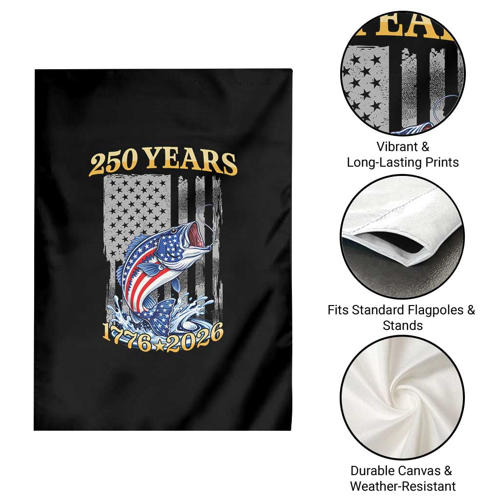 America 250th Fishing Garden Flag Patriotic Fisherman American Flag